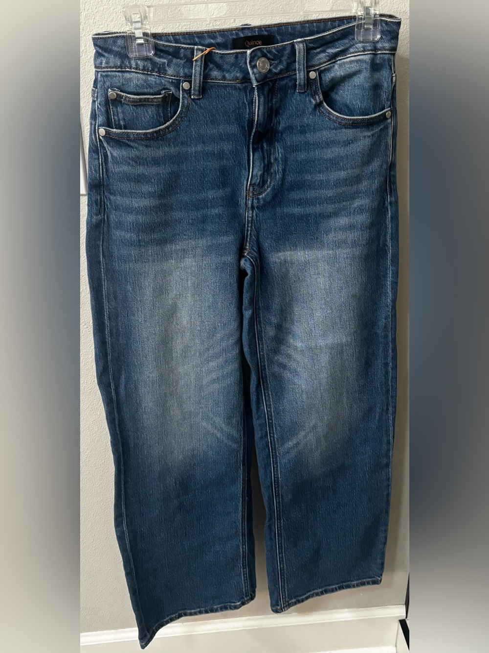 NWT Quince Bella Stretch Relaxed Straight Jeans Size 27 Atlantic Blue Preppy - Picture 3 of 12